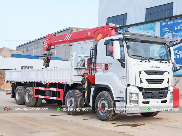 ISUZU 8x4 Telescopic Boom Cargo Crane Truck - Front Right Side